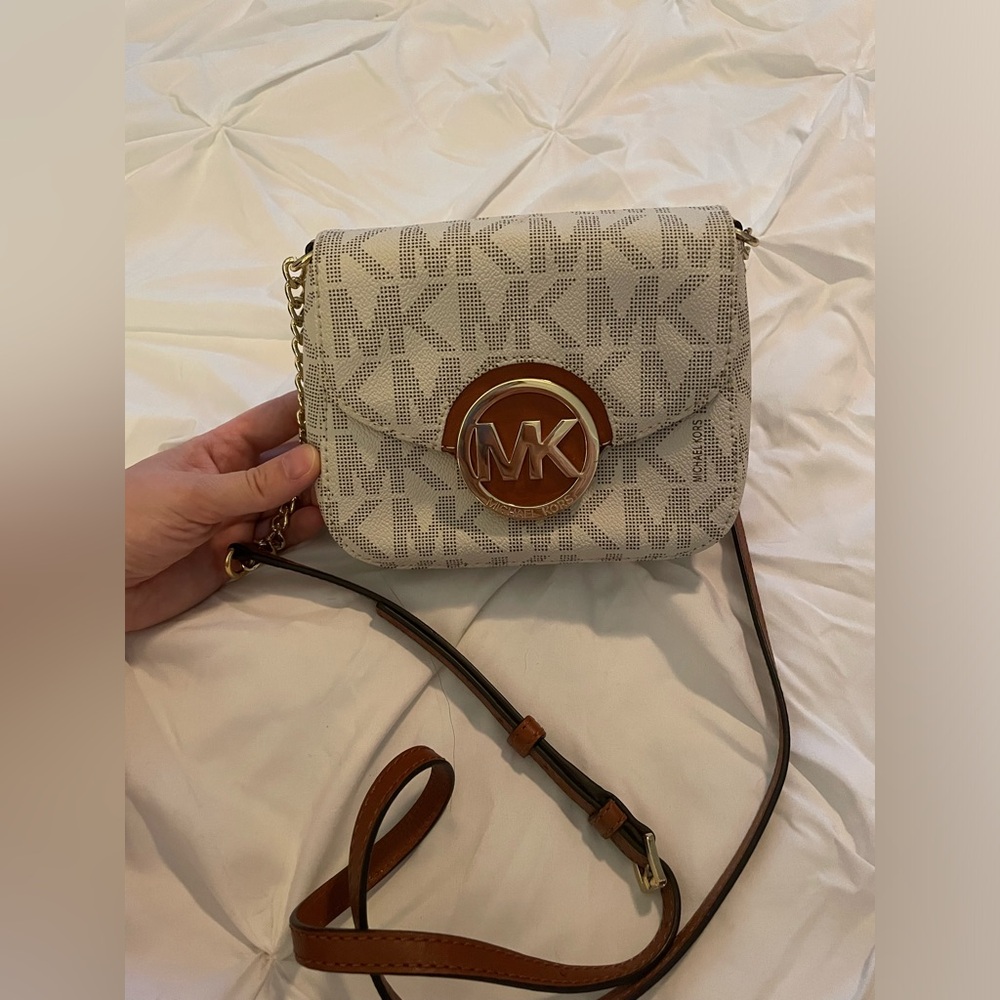 Michael Kors white and brown crossbody